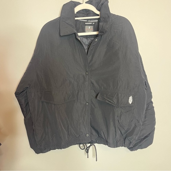 Free People: Off The Bleachers Coaches Jacket - Black NWOT Large - Picture 10 of 13